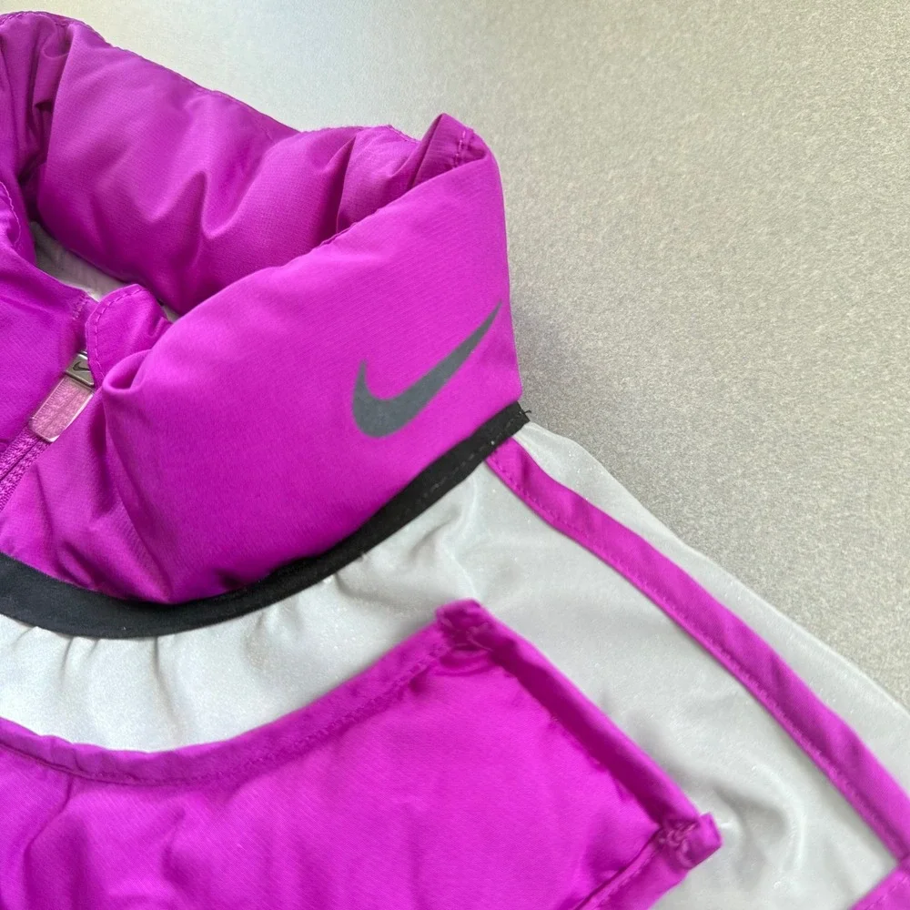 Nike Aeroloft 800 Down Running Vest Purple Magenta Womens Small Reflective Zip